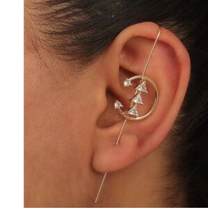 Unbranded Gold C Triangle Zircon Ear Cuff